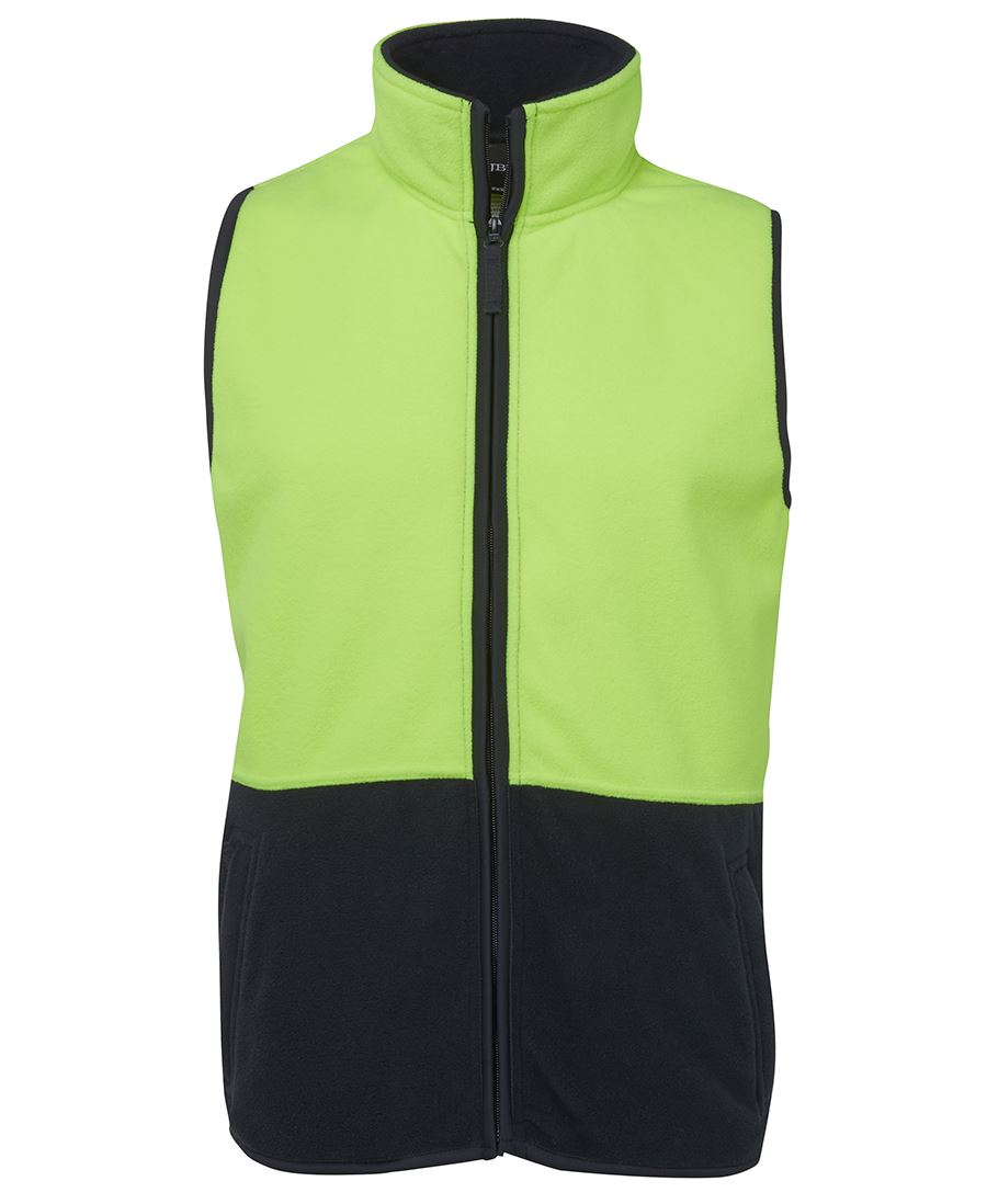 JB's Hi Vis Polar Vest - Lime/Navy - Front
