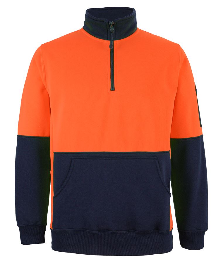 JB's Hi Vis 330G 1/2 Zip Fleece - Orange/Navy - Front