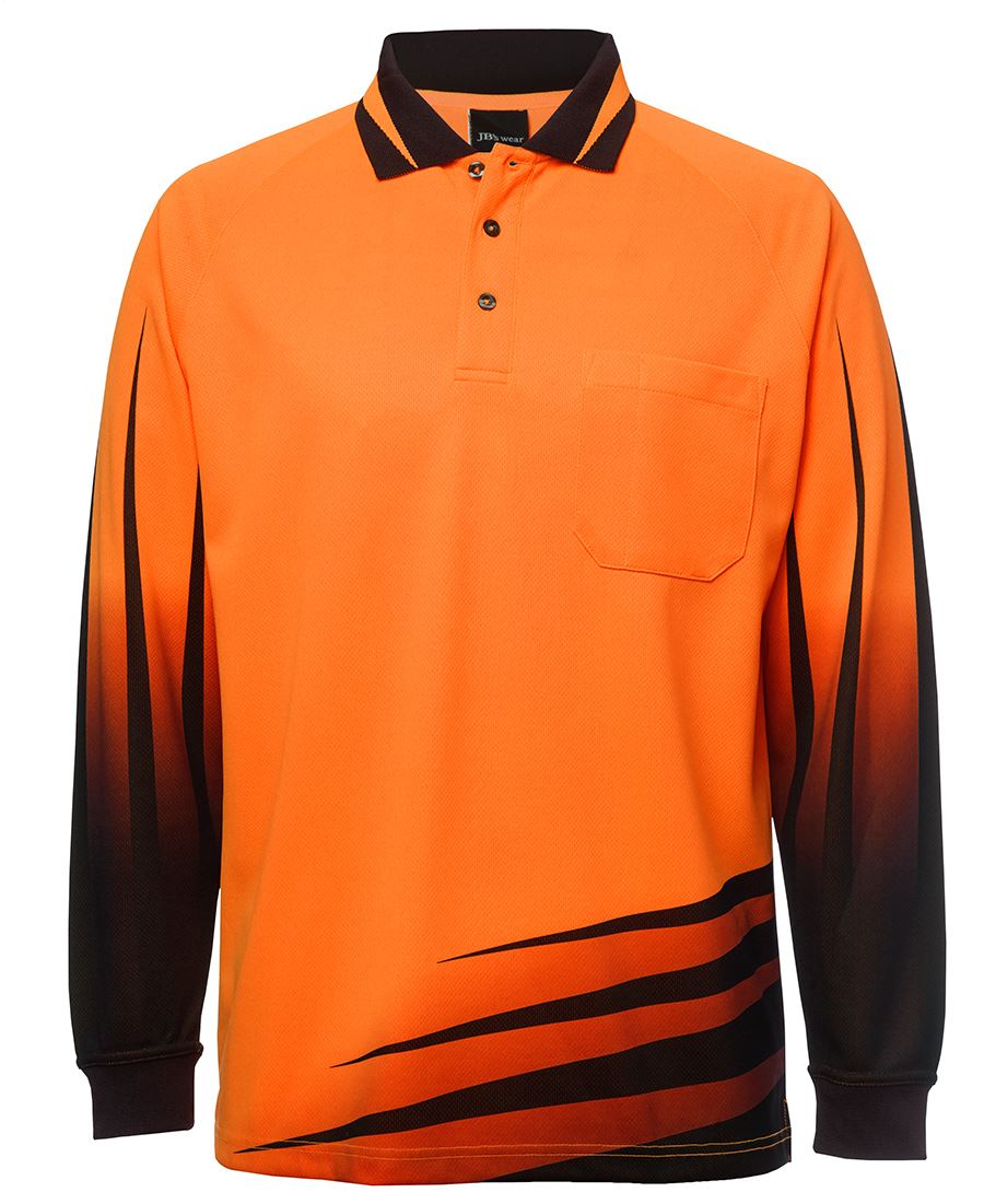 JB's Hi Vis L/S Rippa Sub Polo - Orange/Black - Front