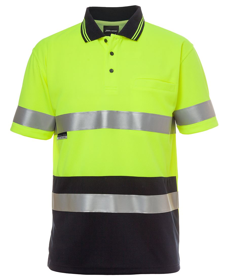 JB's Hi Vis S/S (D+N) Traditional Polo - Lime/Navy - Front