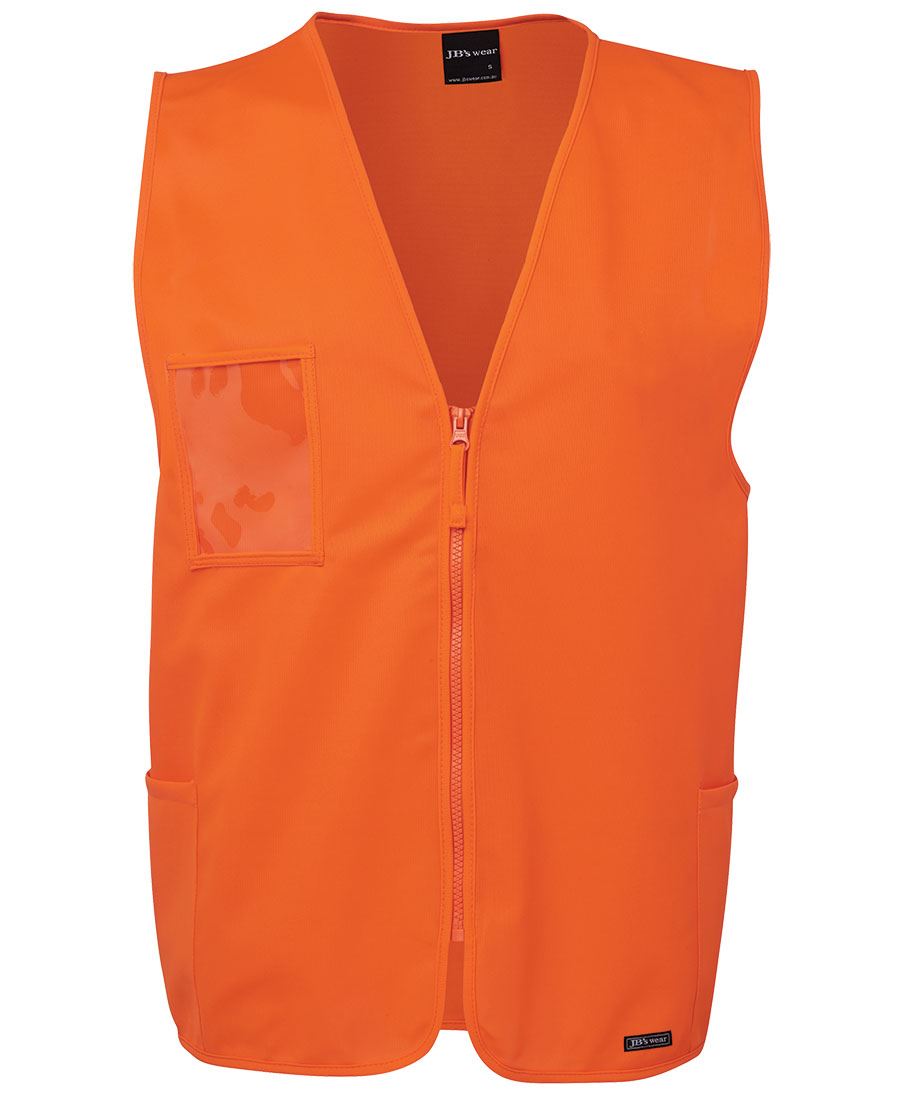 JB's Hi Vis Zip Safety Vest - Orange - Front