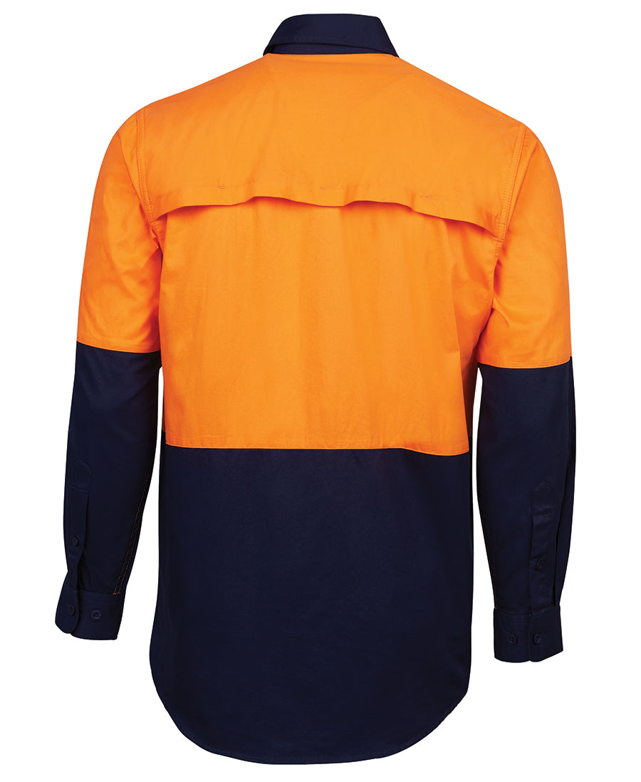 JB's Hi Vis L/S 150G Work Shirt - Orange/Navy - Back