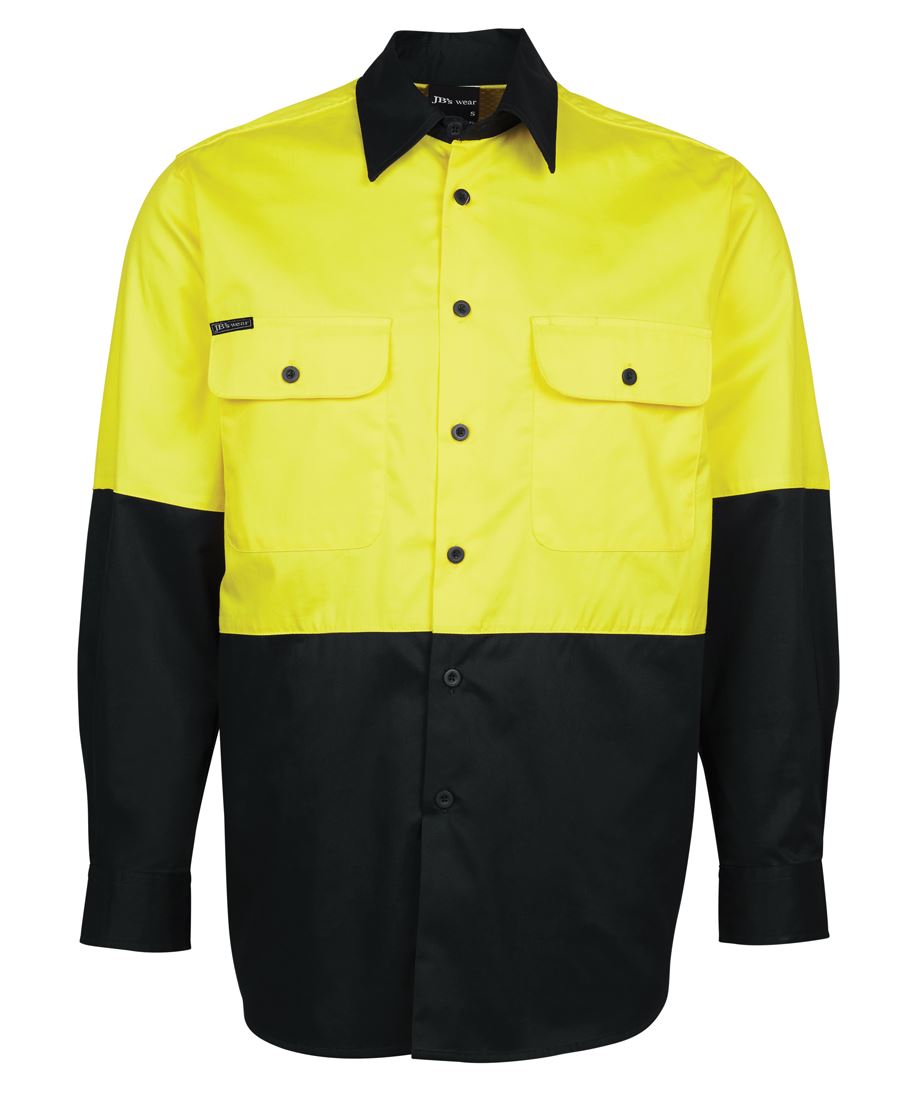 JB's Hi Vis L/S 150G Work Shirt - Yellow/Black - Front