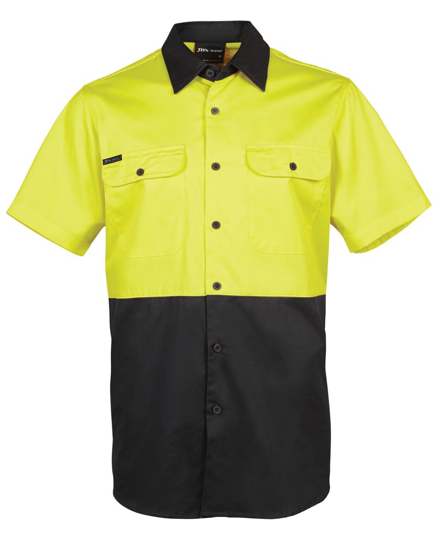 JB's Hi Vis S/S 150G Work Shirt - Yellow/Black - Front