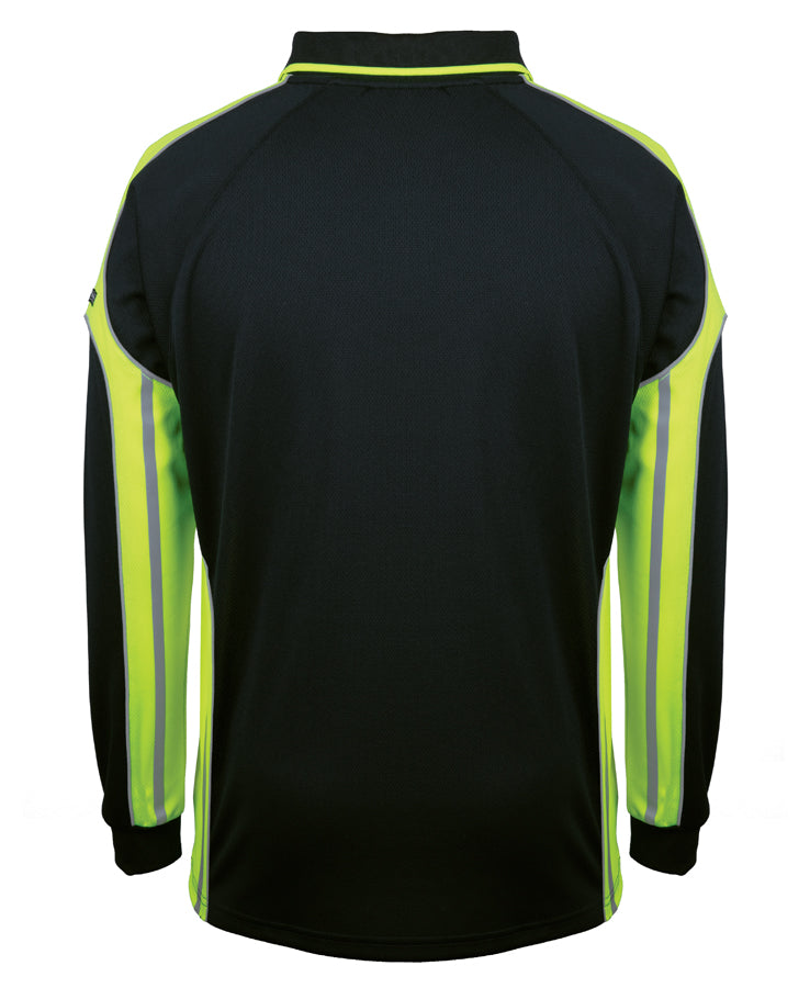 JB's L/S Street Panel Polo - Black/Lime - Back