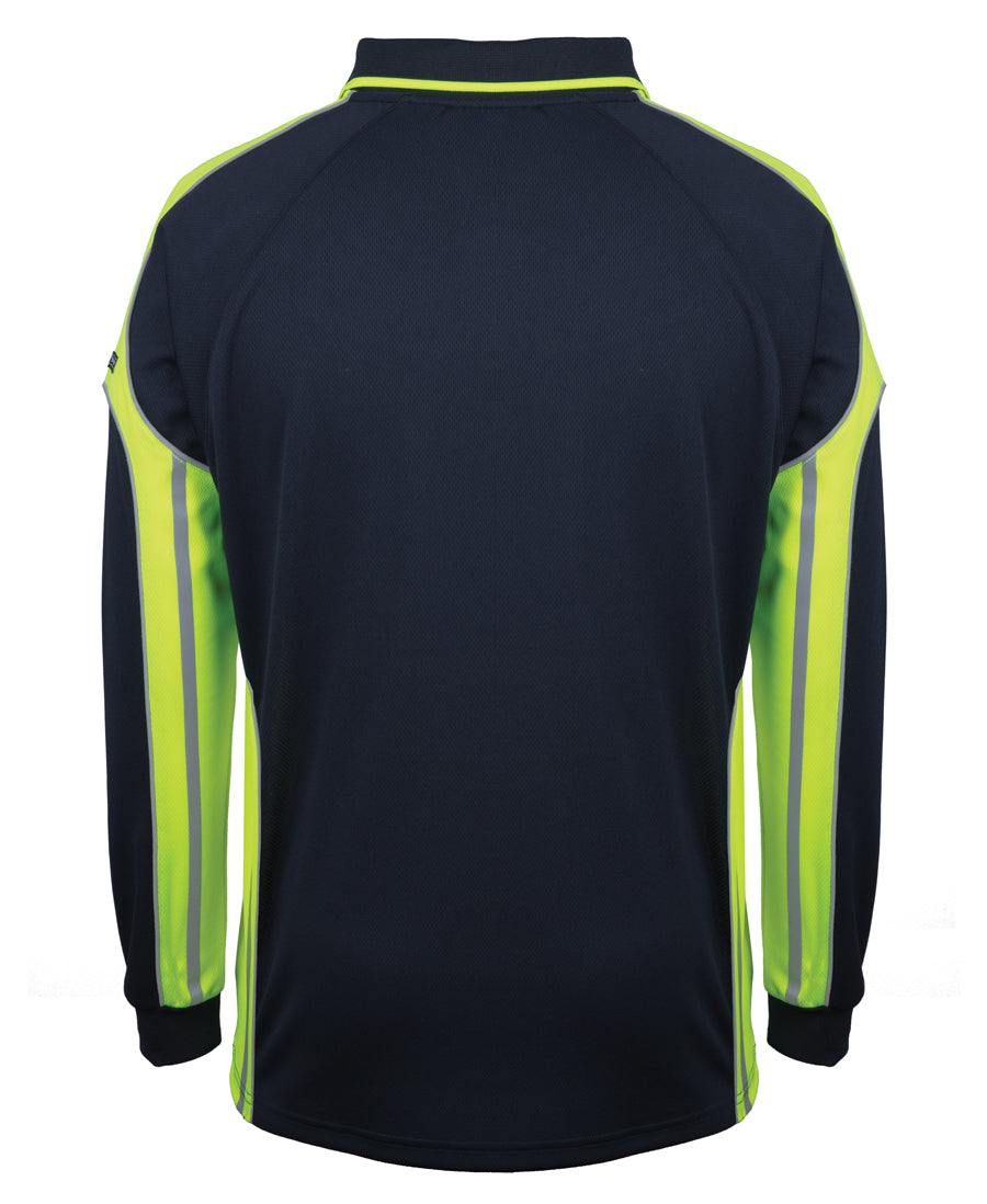 JB's L/S Street Panel Polo - Navy/Lime - Back
