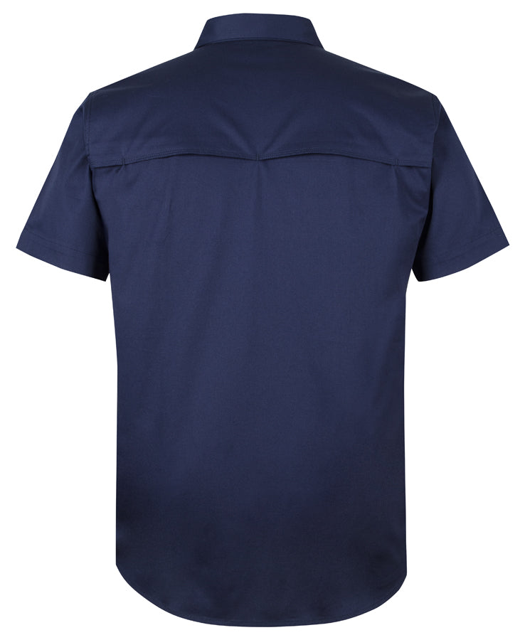 JB's S/S Stretch Close Front Work Shirt - Navy - Back