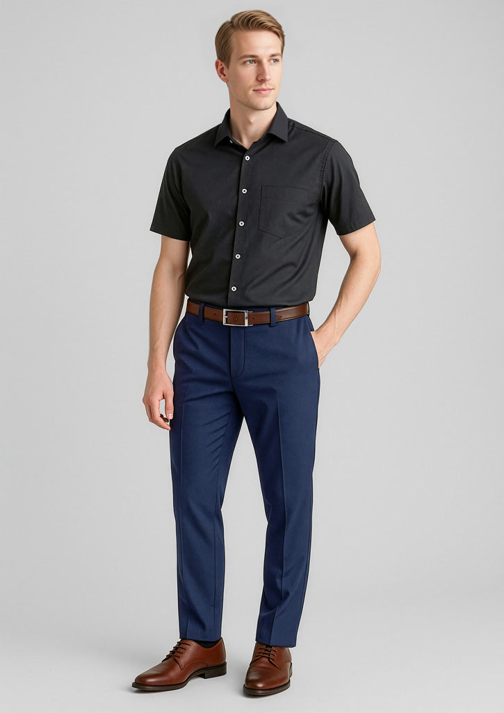 Comfort Wool Stretch Mens Slimline Pant - Navy - Model