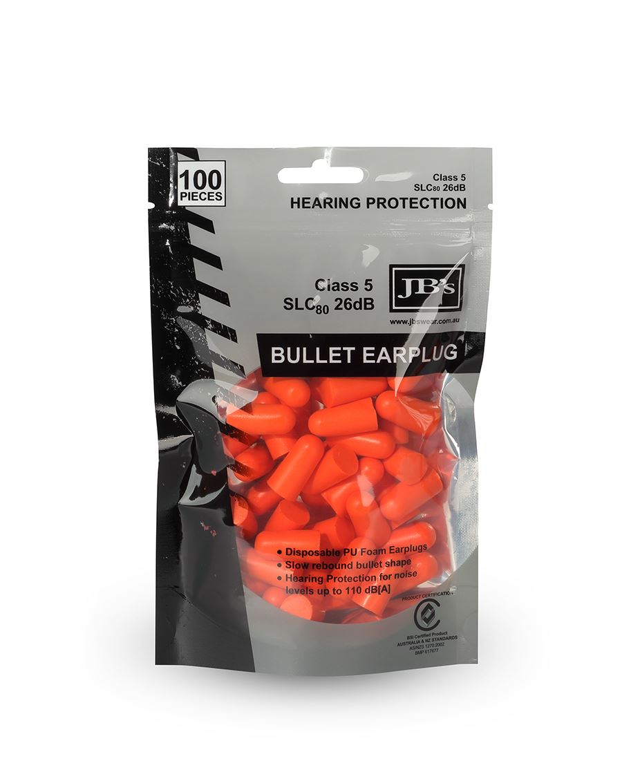 JB's Bullet Shaped Earplug (100 pieces) - Orange - Front