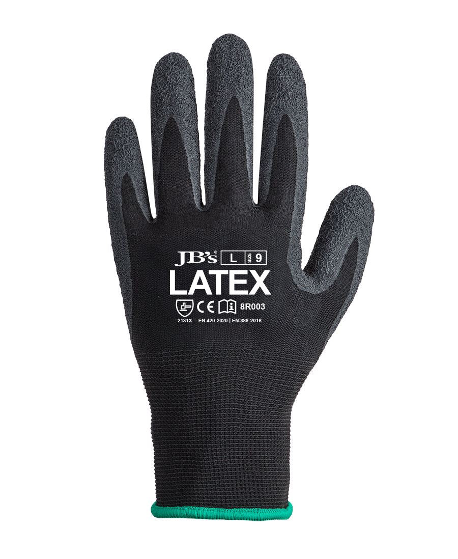 JB's Black Latex Glove (12 pack) - Black - Front