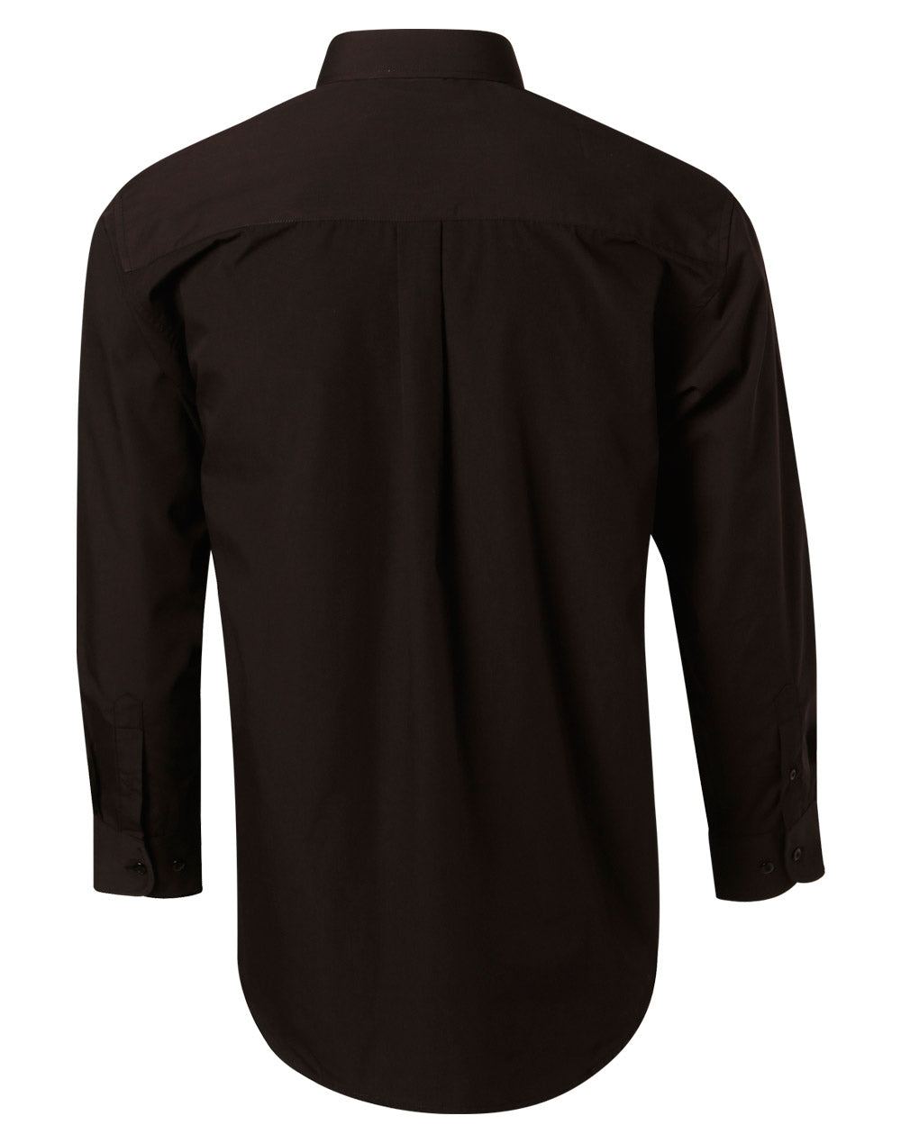 Men's Poplin Long Sleeve Business Shirt - Black - Back