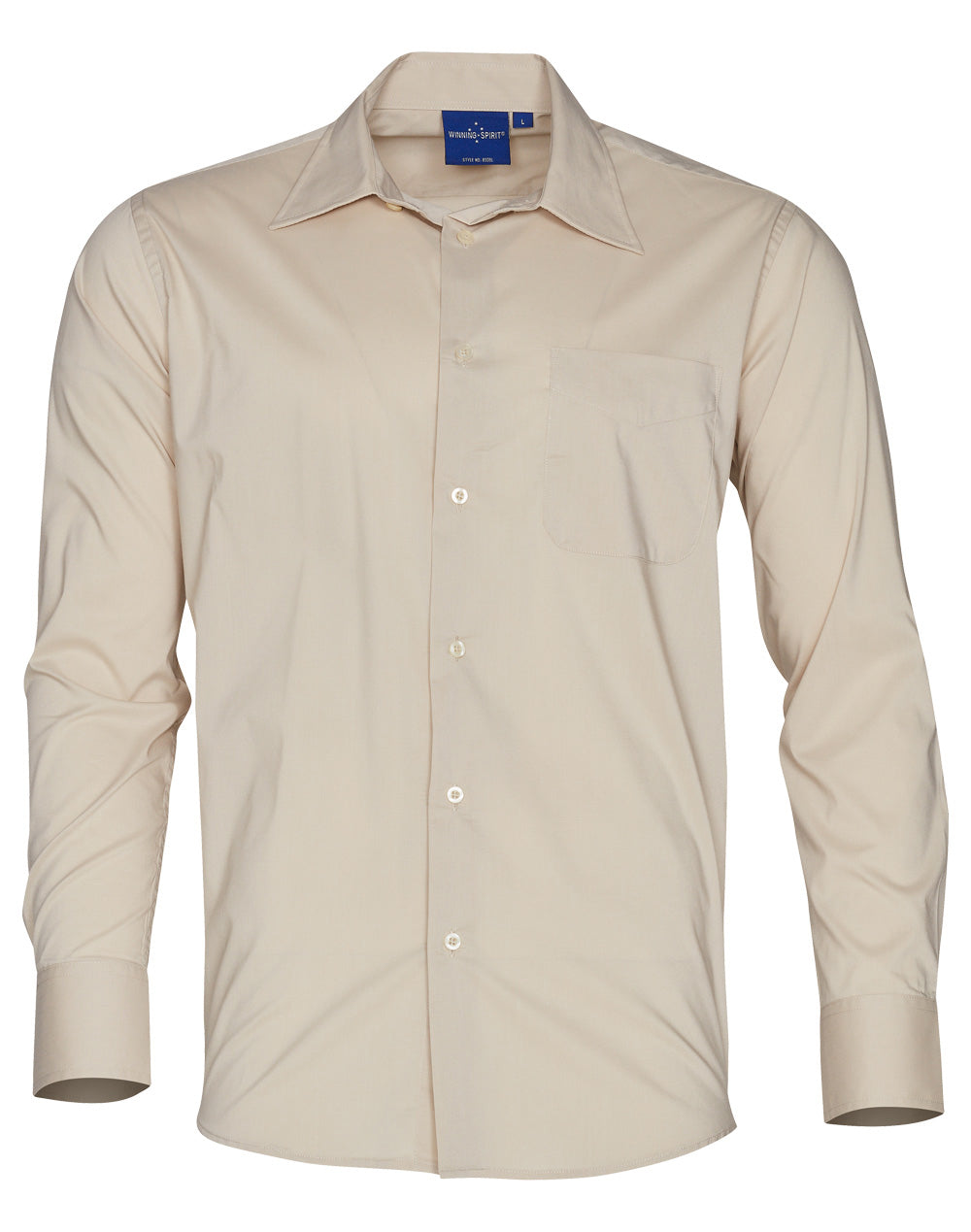 Men's Teflon Executive Long Sleeve Shirt - Stone - Front
