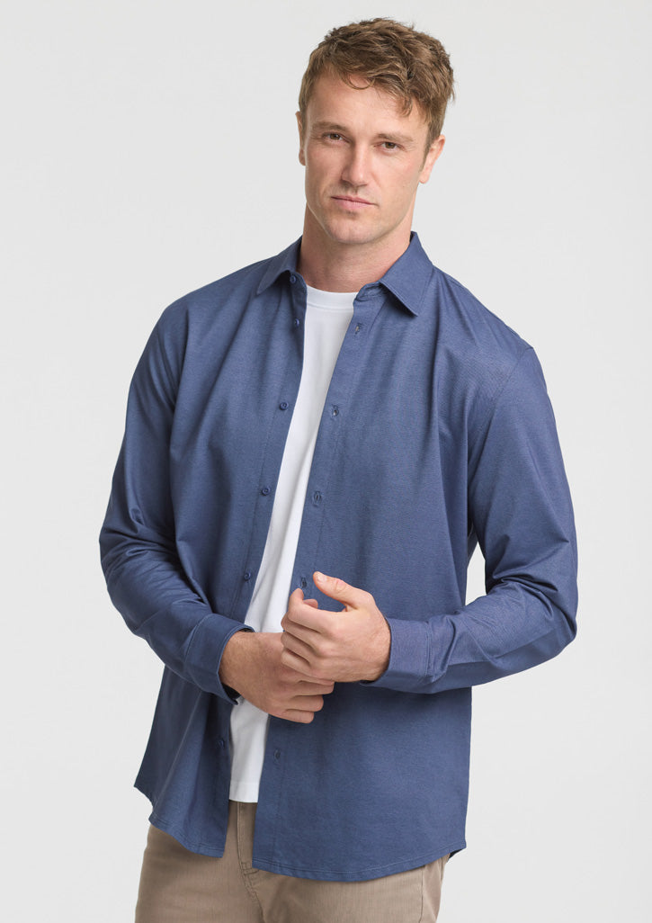 Venture Mens Long Sleeve Shirt - Denim Blue - Model