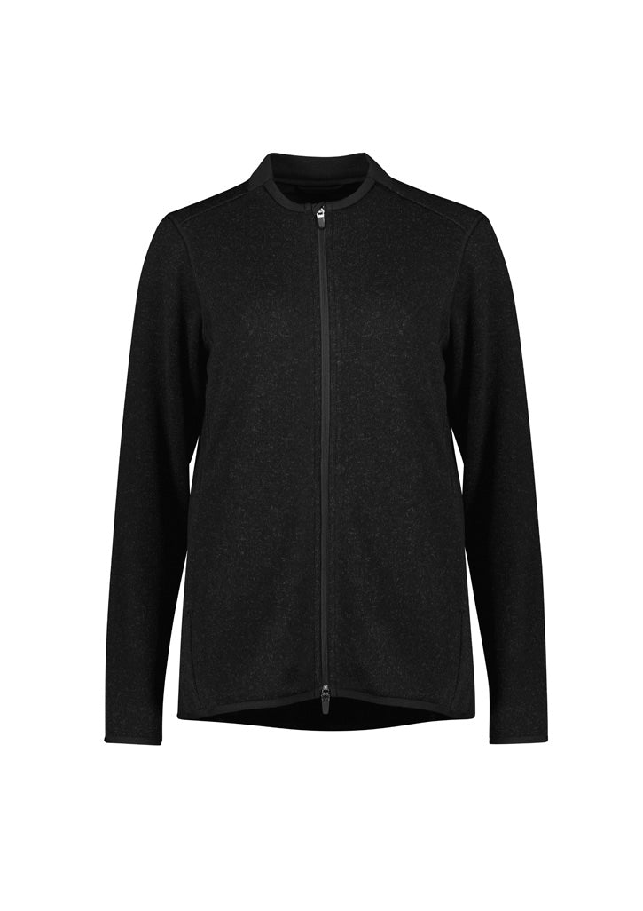 Nova Womens Zip Front Jumper - Black Marle - Front