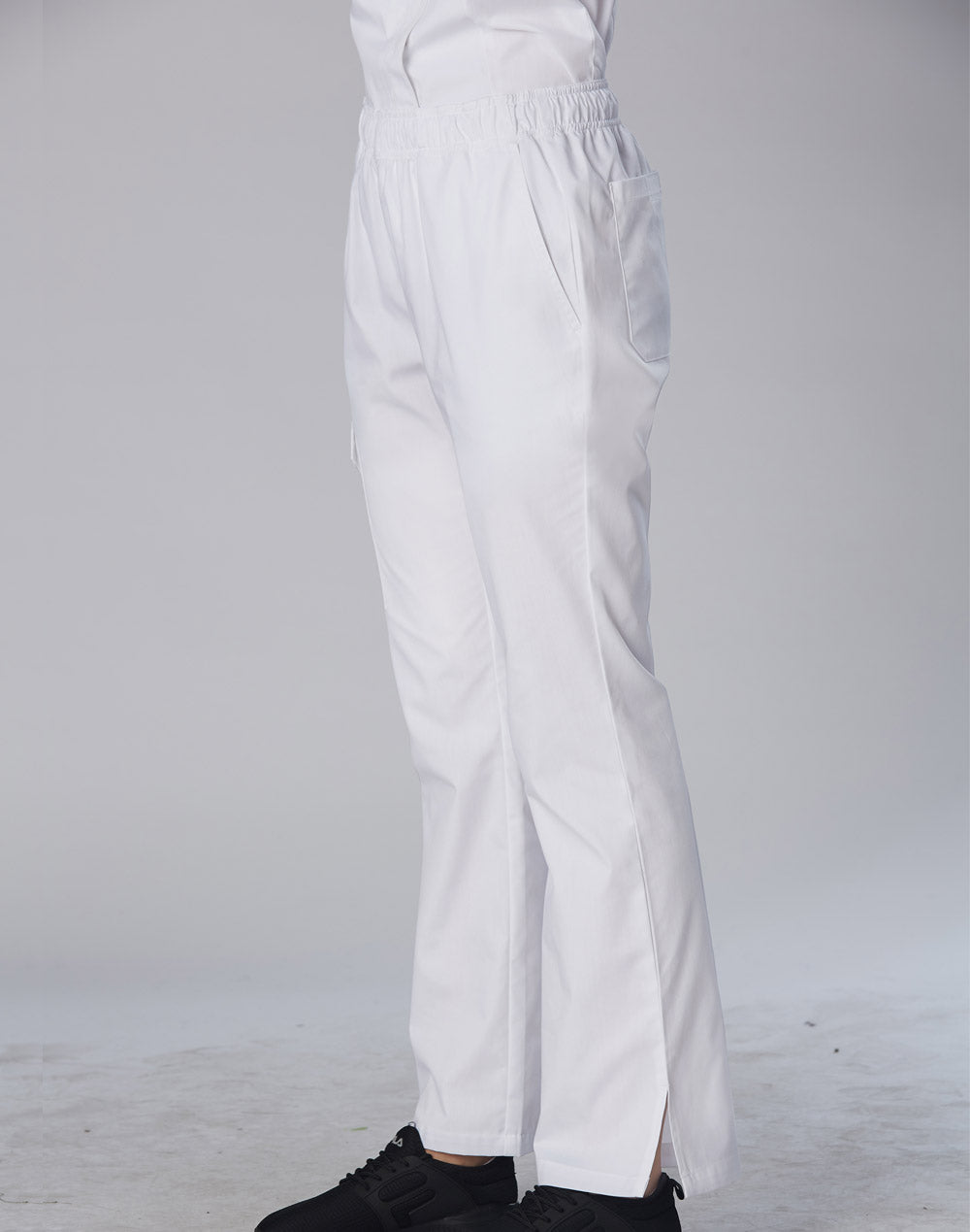 Ladies Functional Chef Pants - White - Model