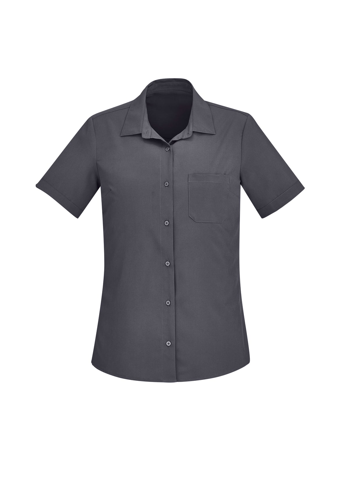 Florence Womens Plain Short Sleeve Shirt - Charcoal - Front
