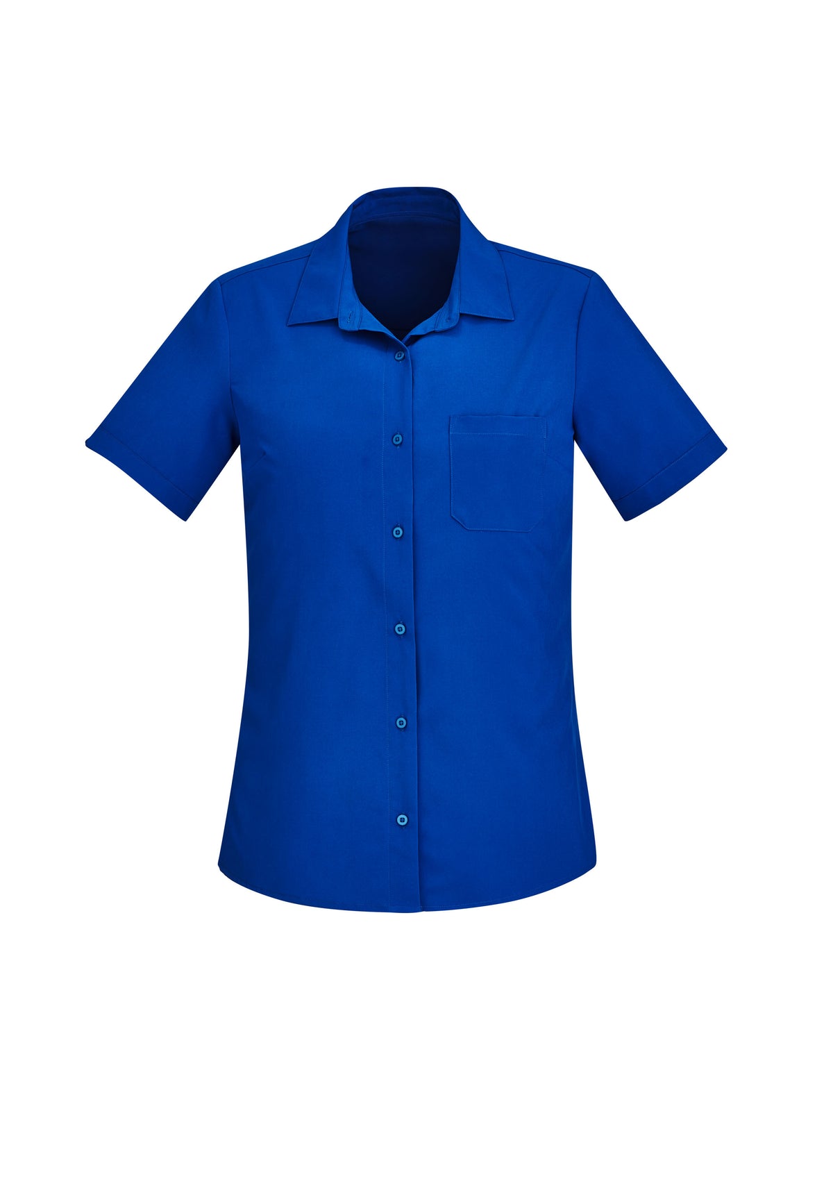 Florence Womens Plain Short Sleeve Shirt - Electric Blue - Front