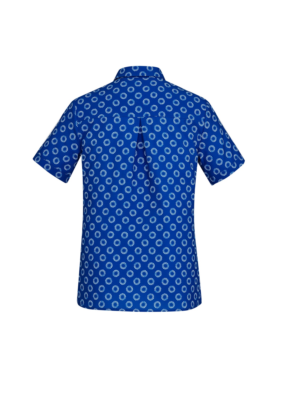 Florence Womens Daisy Print Short Sleeve Shirt - Electric Blue - Back