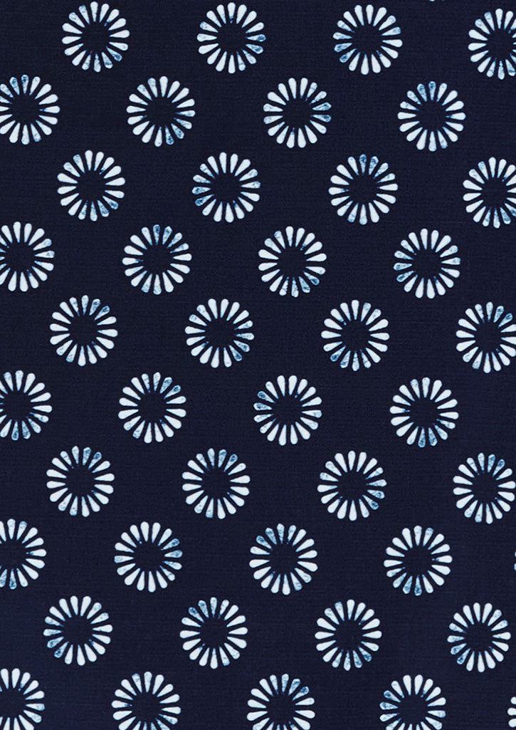 Florence Womens Daisy Print Short Sleeve Shirt - Navy - View