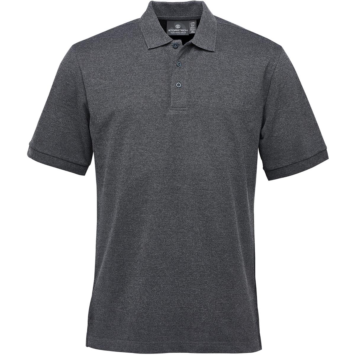 Men's Nantucket Stretch Pique Polo - Charcoal Heather - Front