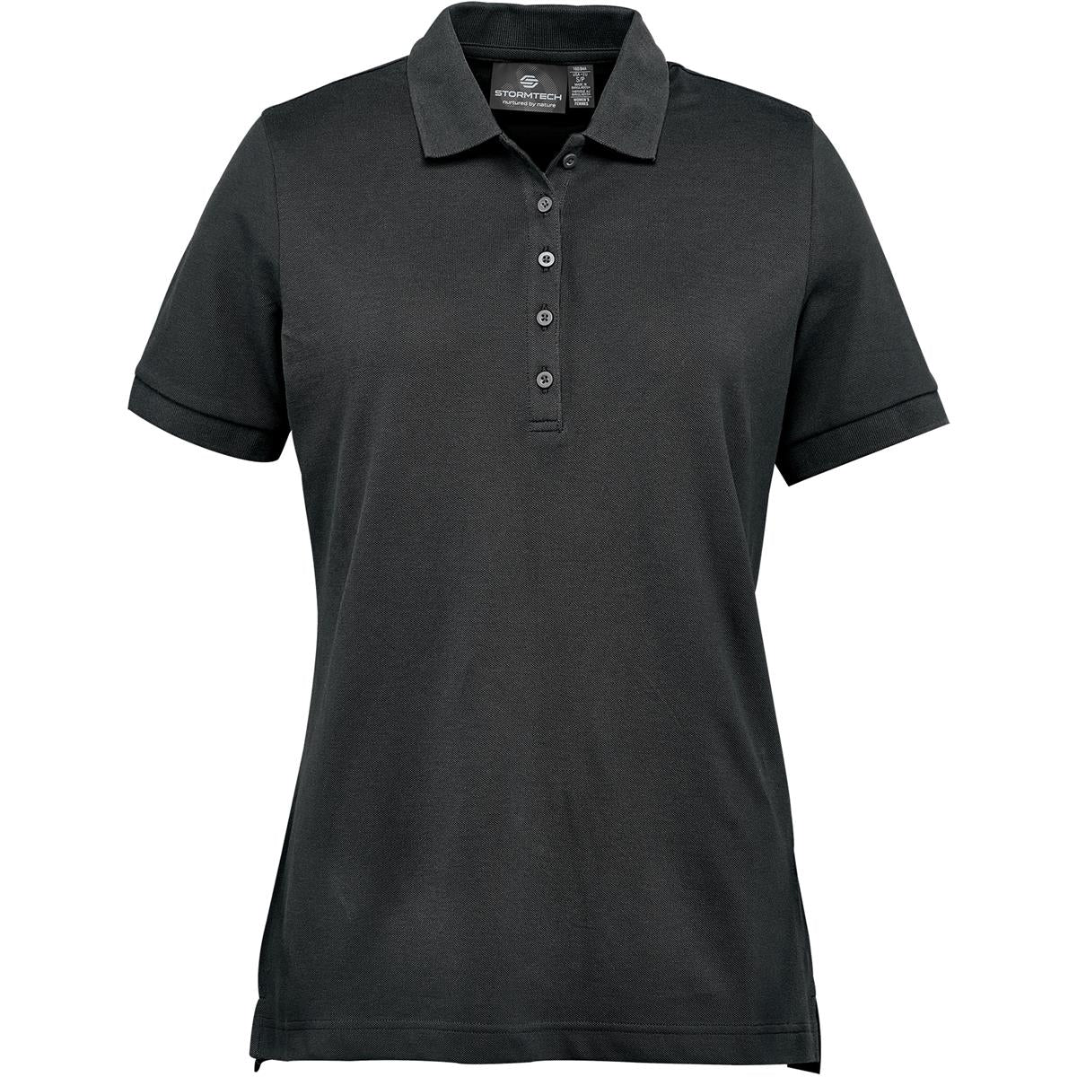 Women's Nantucket Stretch Pique Polo - Black - Front