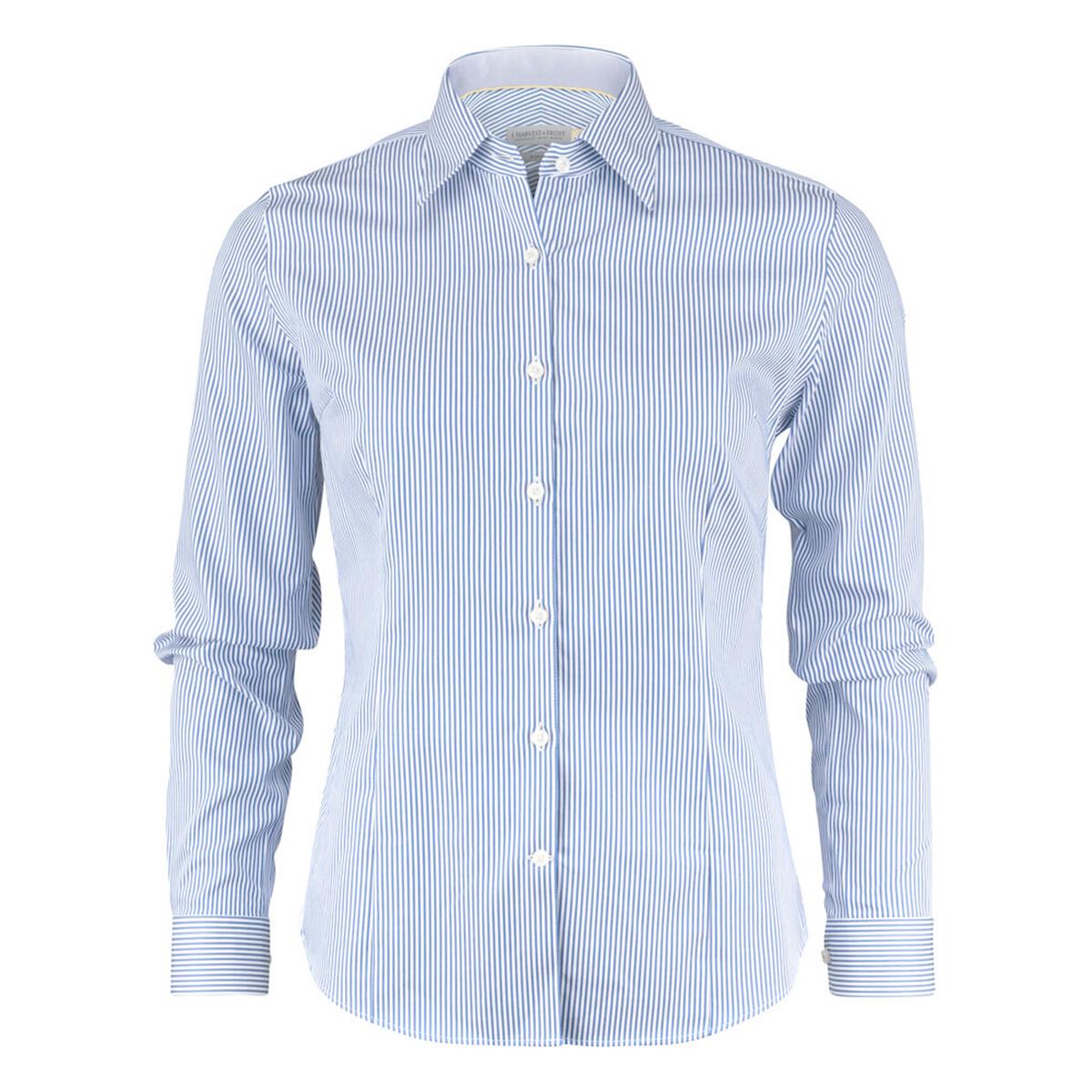 Yellow Bow 50 Women's Shirt - Sky Blue Stripe - Front