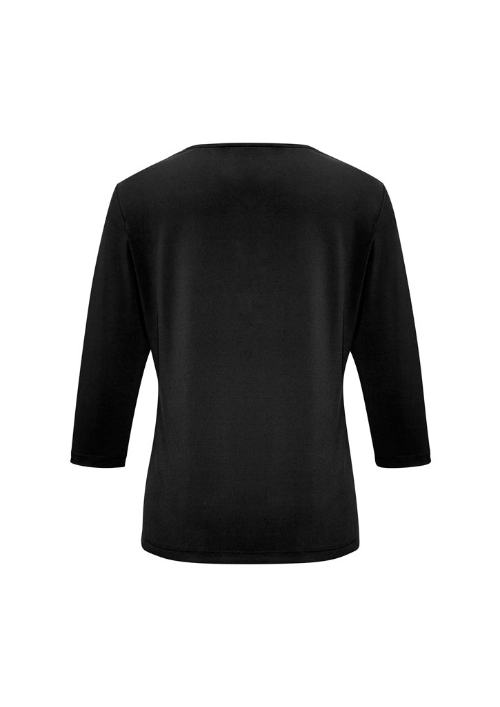 Lana Womens 3/4 Sleeve Top - Black - Back