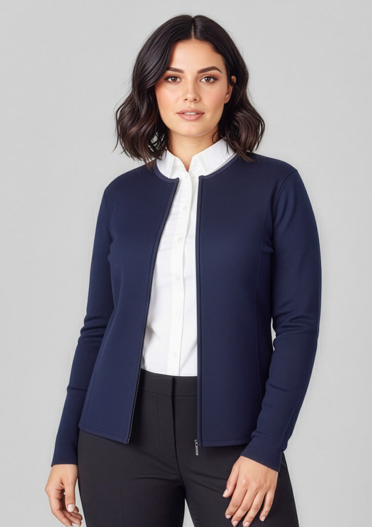 2-Way Womens Zip Cardigan - Navy - Model