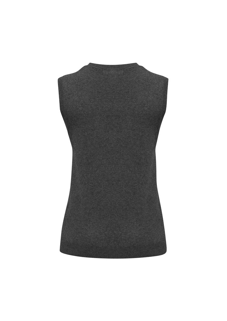 V-Neck Womens Knit Vest - Charcoal - Back