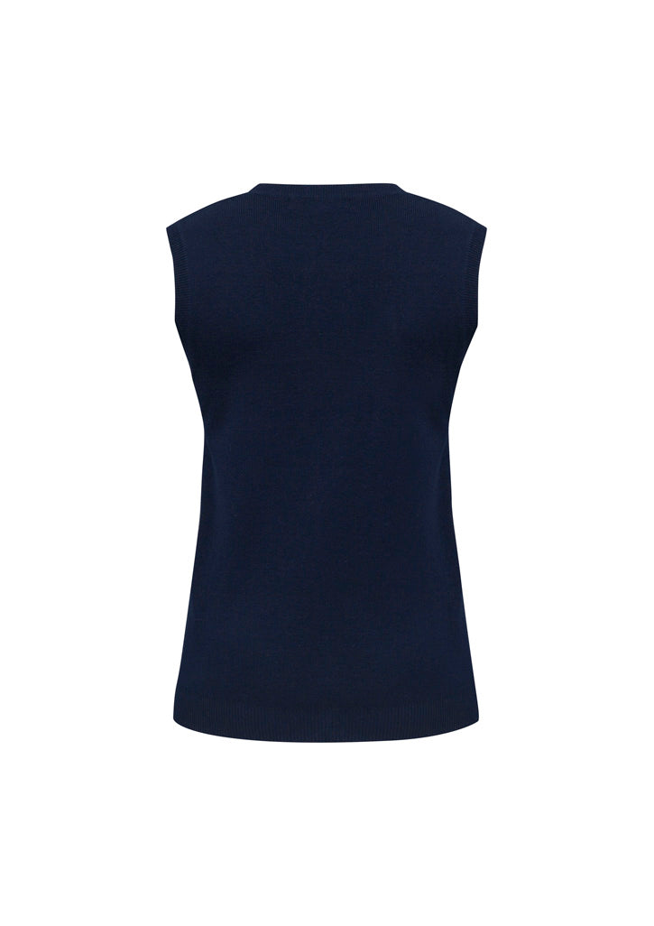 V-Neck Womens Knit Vest - Navy - Back