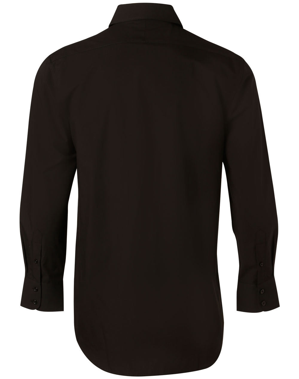 Men's Cotton/Poly Stretch Long Sleeve Shirt - Black - Back