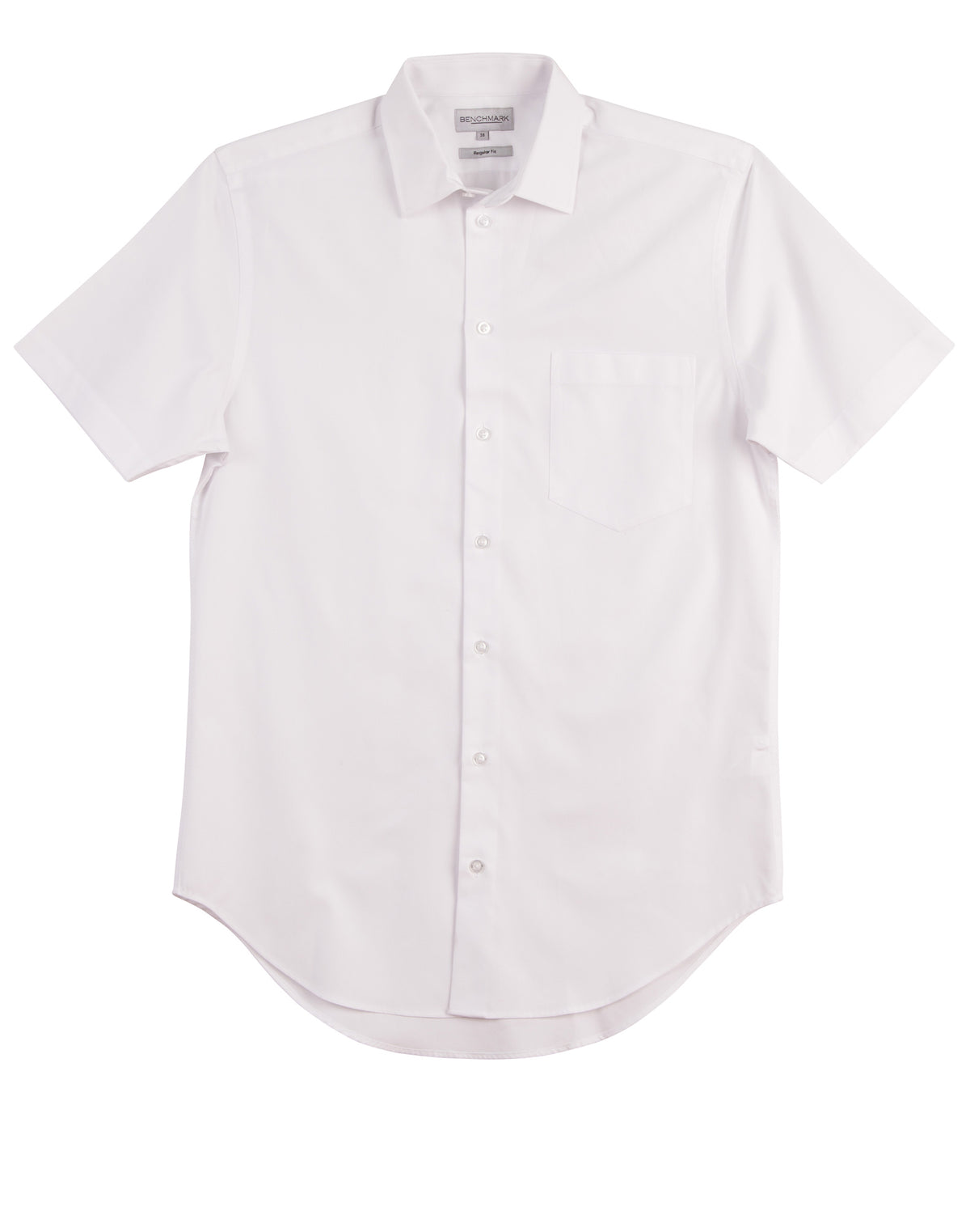 Men's CVC Oxford Short Sleeve Shirt - White - Front