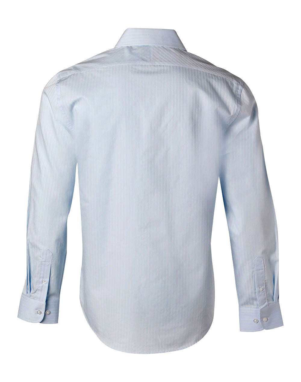 Men's Self Stripe Long Sleeve Shirt - Pale Blue - Back