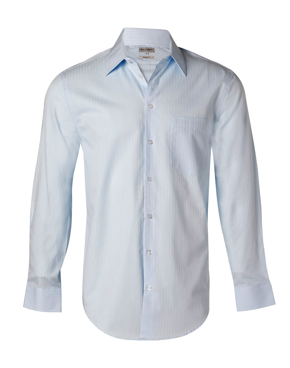 Men's Self Stripe Long Sleeve Shirt - Pale Blue - Front