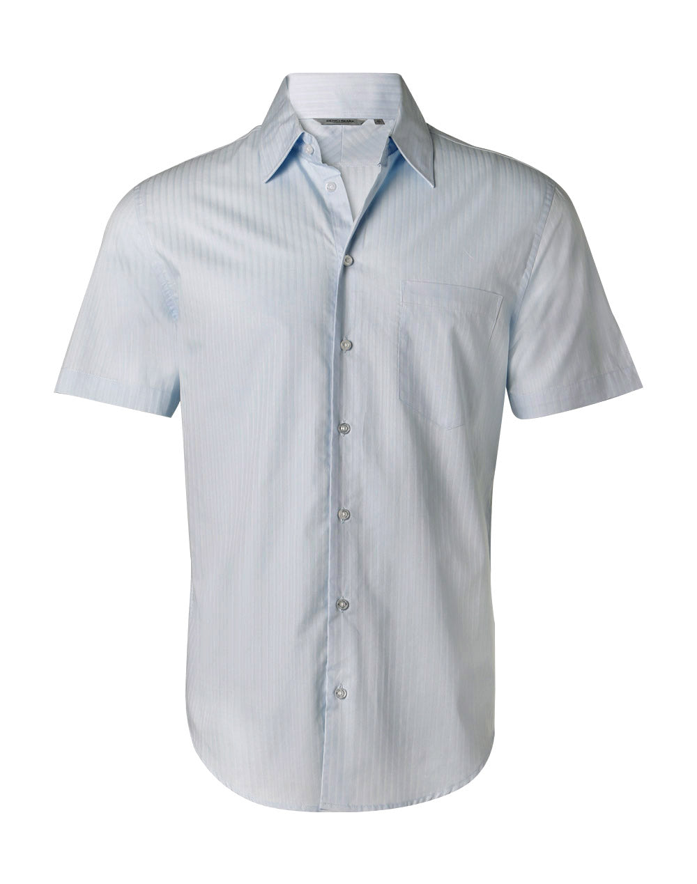 Men's Self Stripe Short Sleeve Shirt - Pale Blue - Front