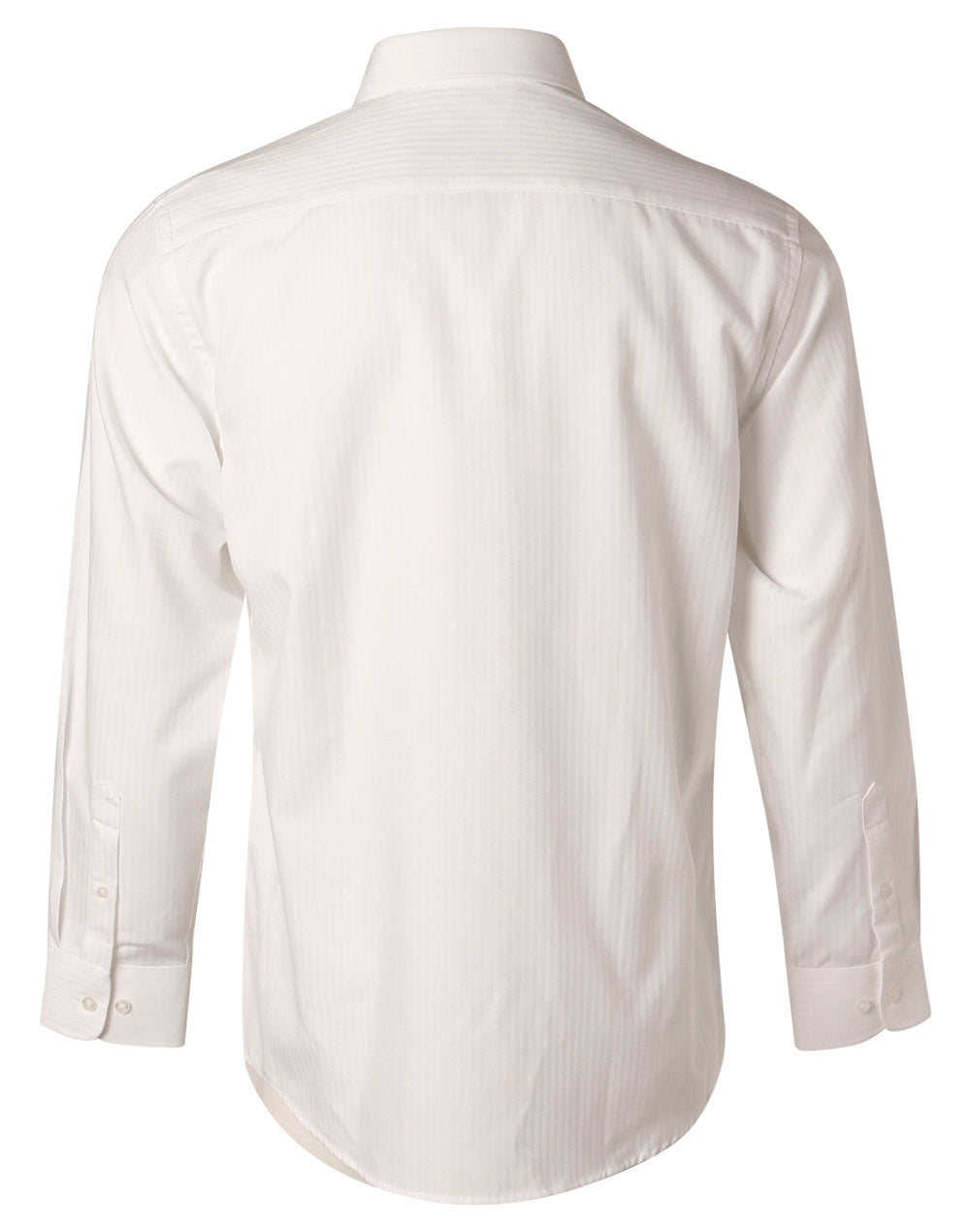 Men's Mini Herringbone Long Sleeve Shirt - White - Back