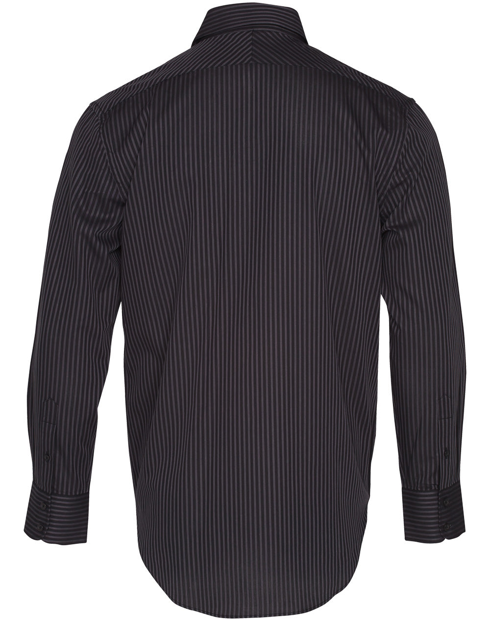 Men's Dobby Stripe long sleeve shirt - Black/Charcoal - Back