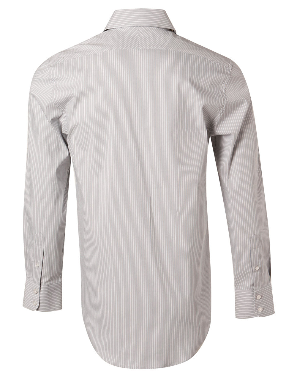 Men's Ticking Stripe Long Sleeve Shirt - Grey/White - Back