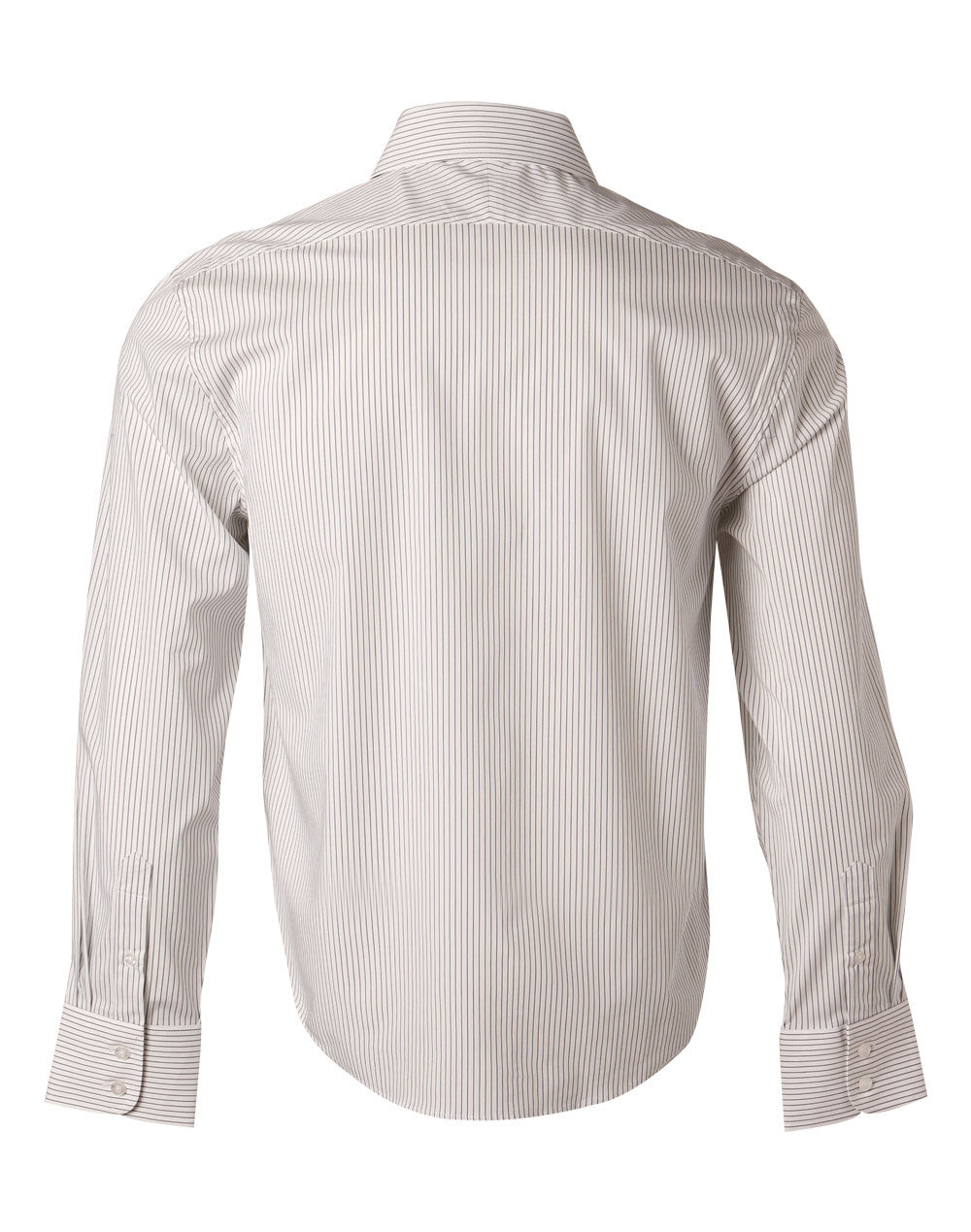Men's Ticking Stripe Long Sleeve Shirt - White/Grey - Back