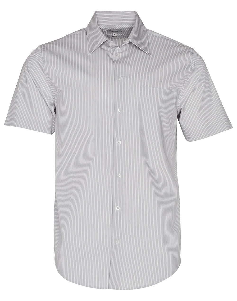 Men's Ticking Stripe Short Sleeve Shirt - Grey/White - Front