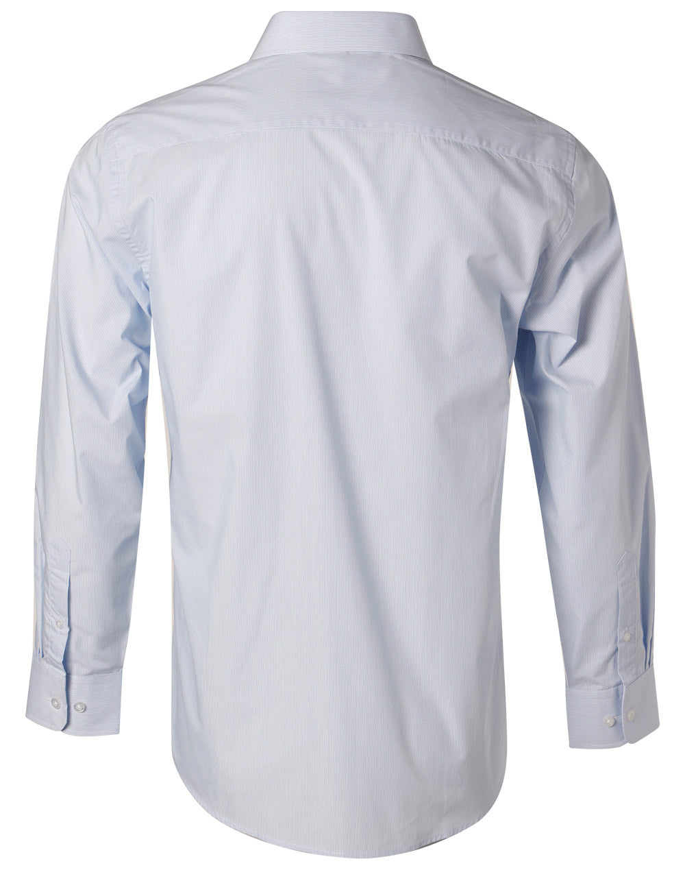 Men's Fine Stripe Long Sleeve Shirt - Pale Blue - Back