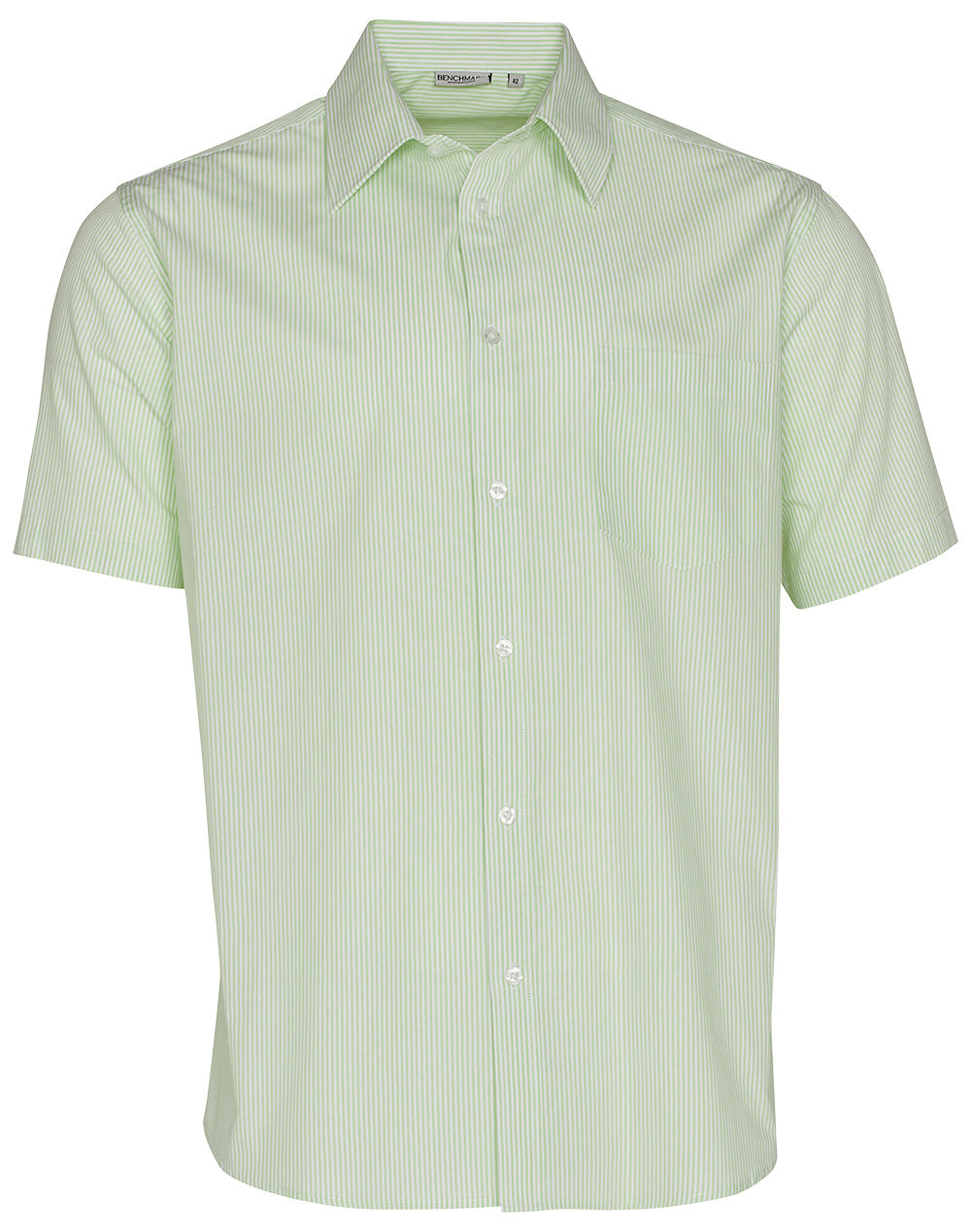 Men's Balance Stripe Short Sleeve Shirt - Mint/White - Front