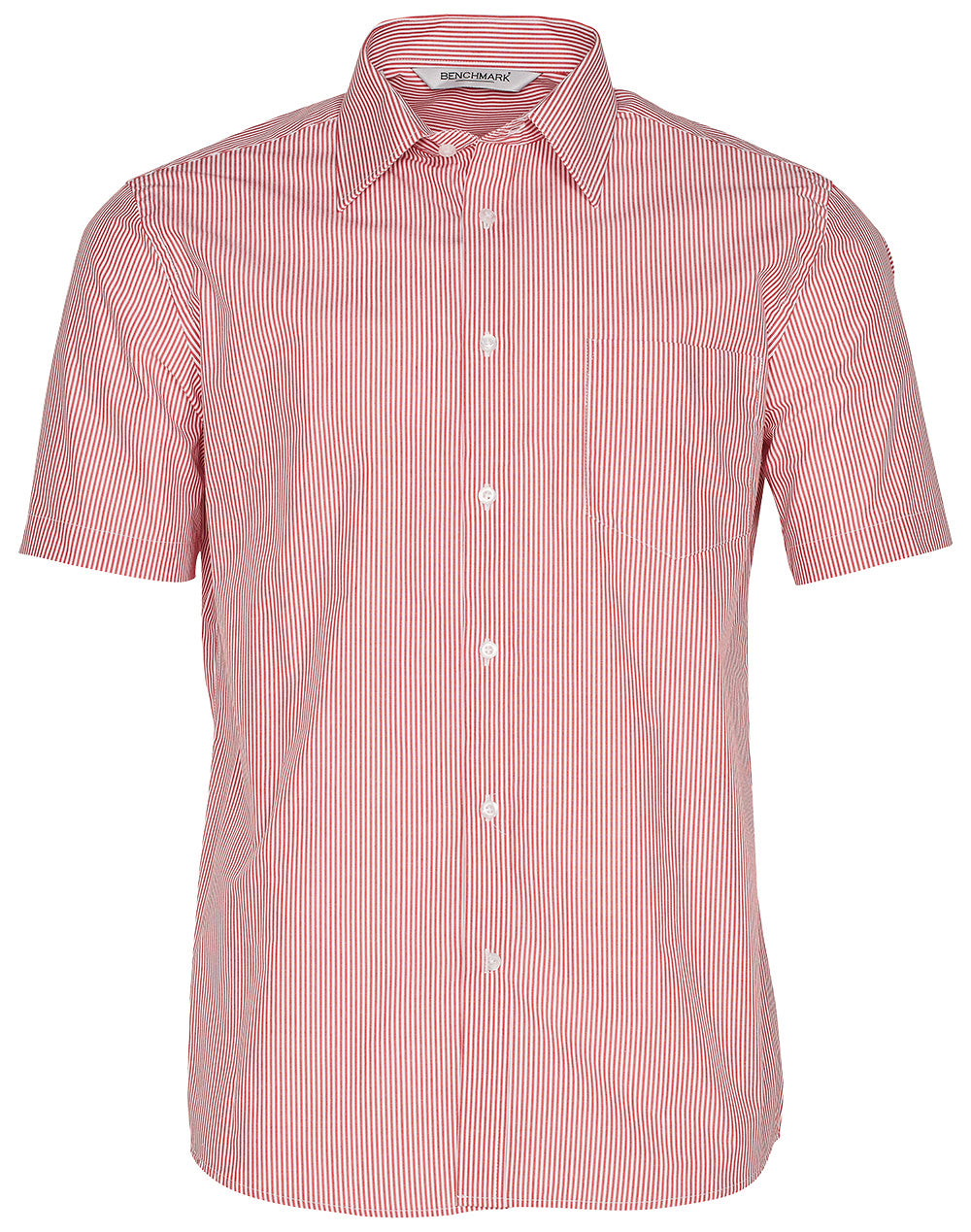 Men's Balance Stripe Short Sleeve Shirt - Red/White - Front
