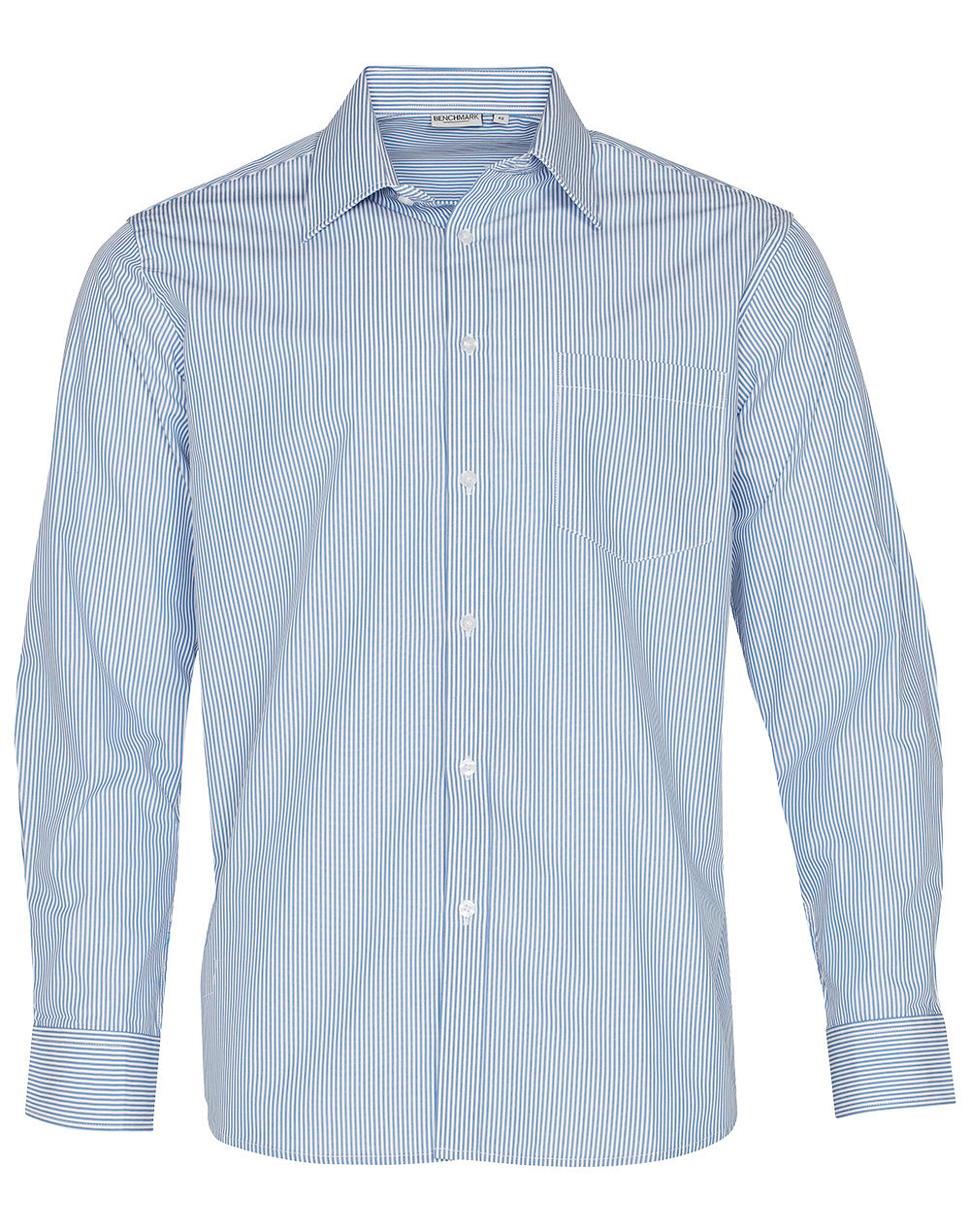 Men's Balance Stripe Long Sleeve Shirt - Blue/White - Front