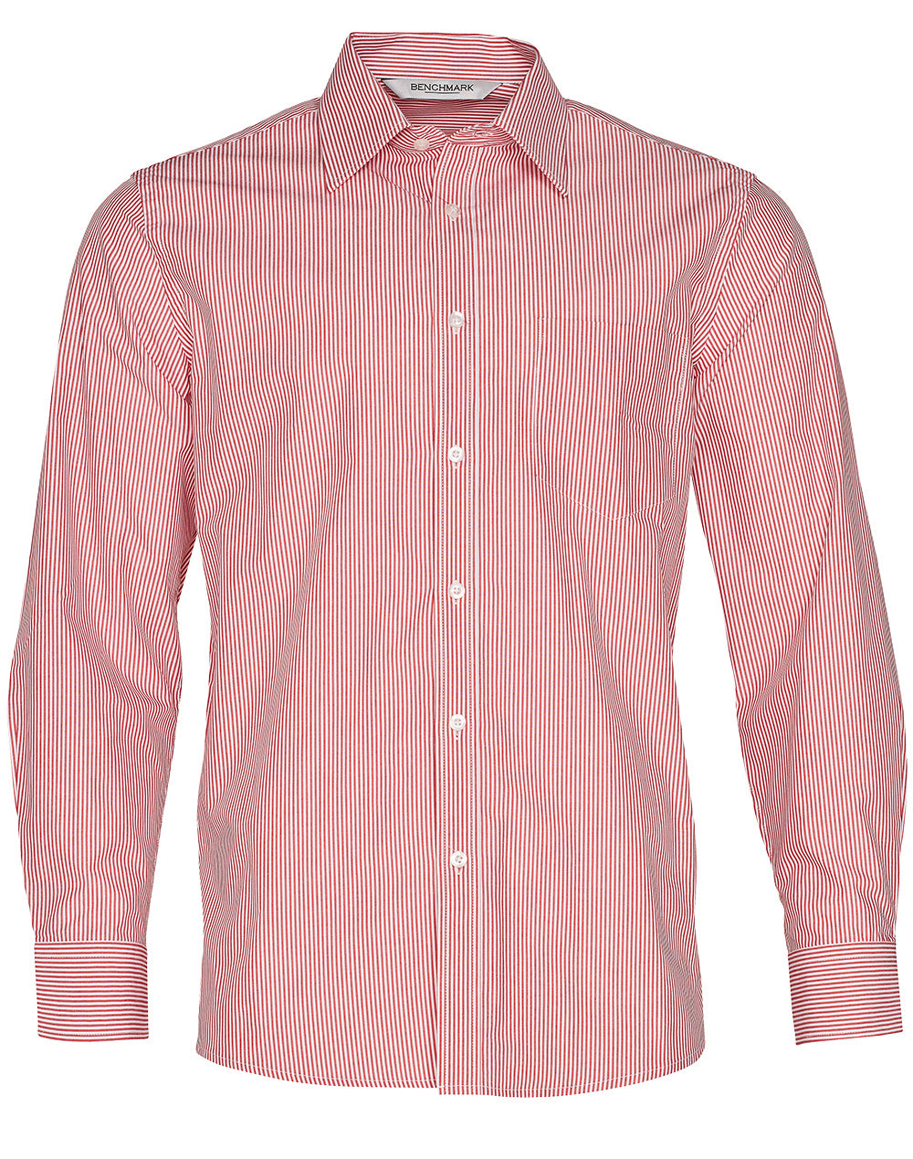 Men's Balance Stripe Long Sleeve Shirt - Red/White - Front