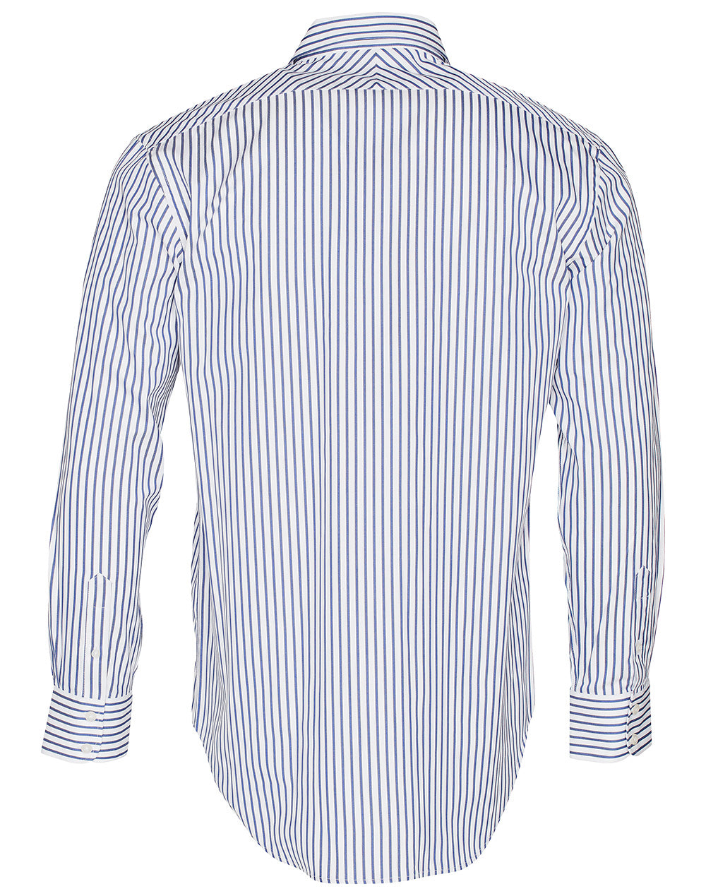 Men's Executive Sateen Stripe Long Sleeve Shirt - White/Cobalt - Back