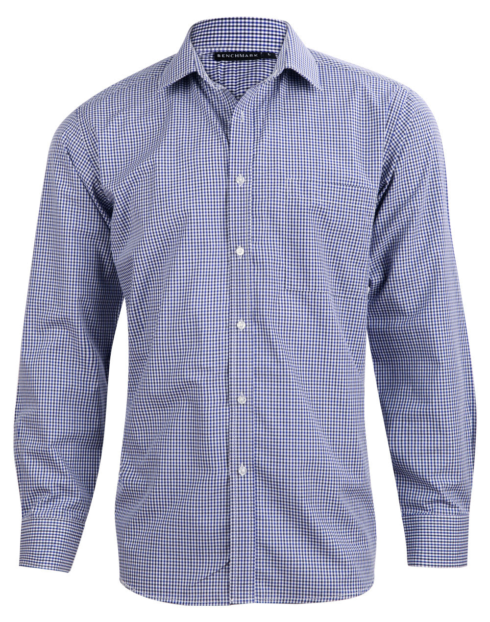 Men’s Multi-Tone Check Long Sleeve Shirt - Black/White/Navy - Front