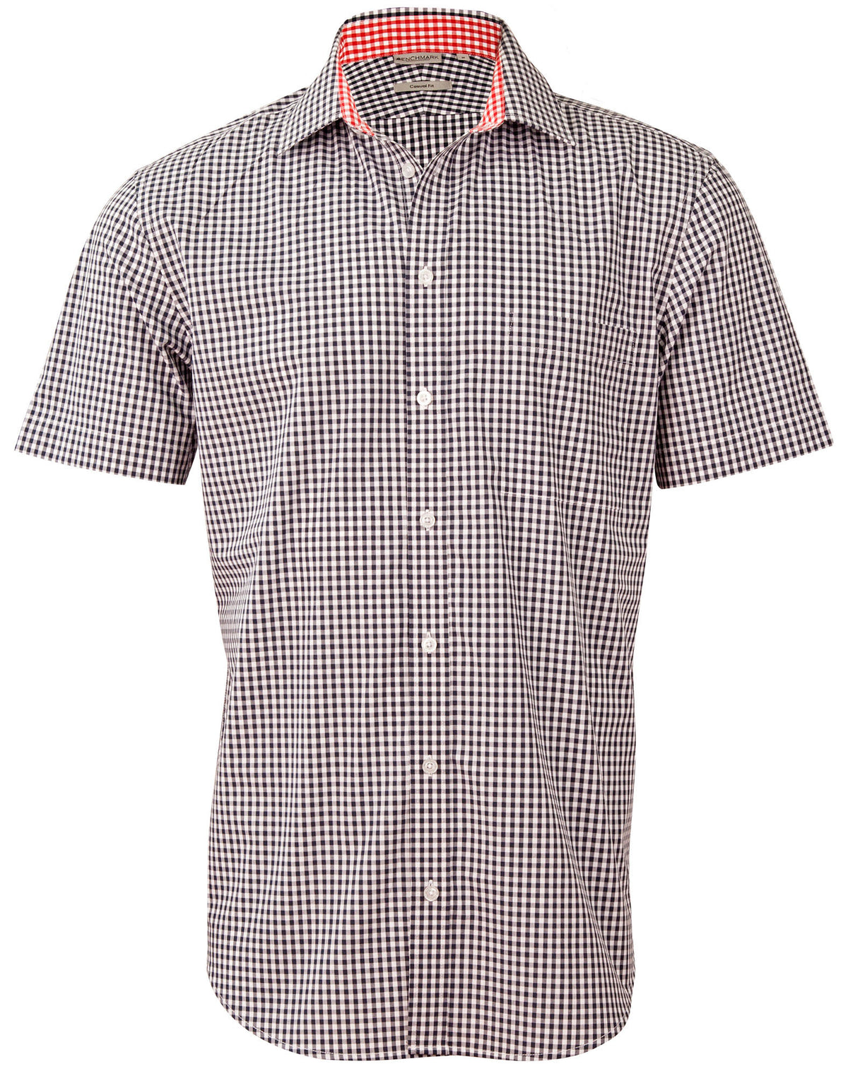 Men’s Gingham Check Short Sleeve Shirt - Navy/White - Front