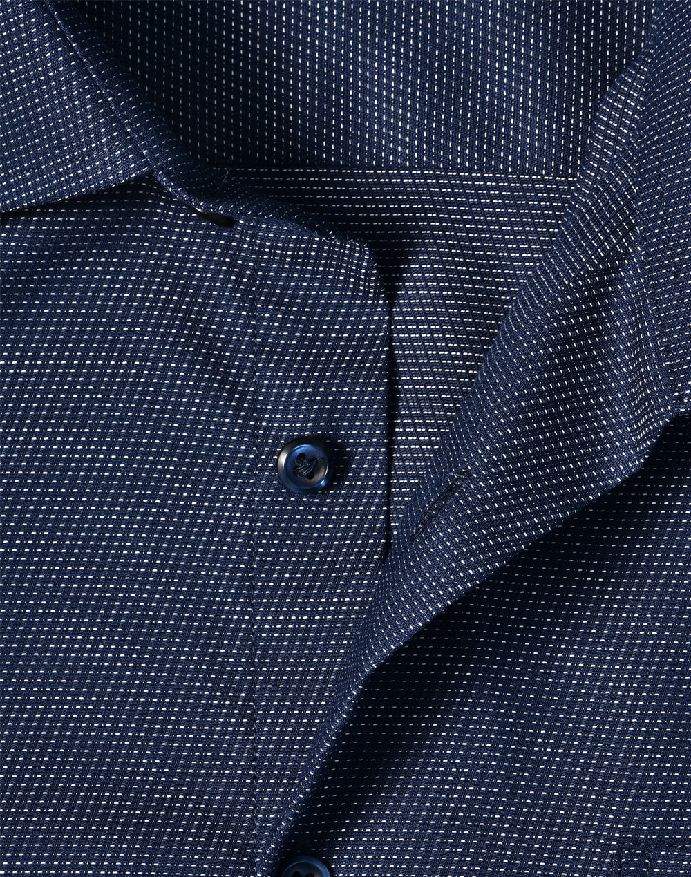 Ascot Mens Long Sleeve Dot Jacquard Stretch Shirt - Navy - View