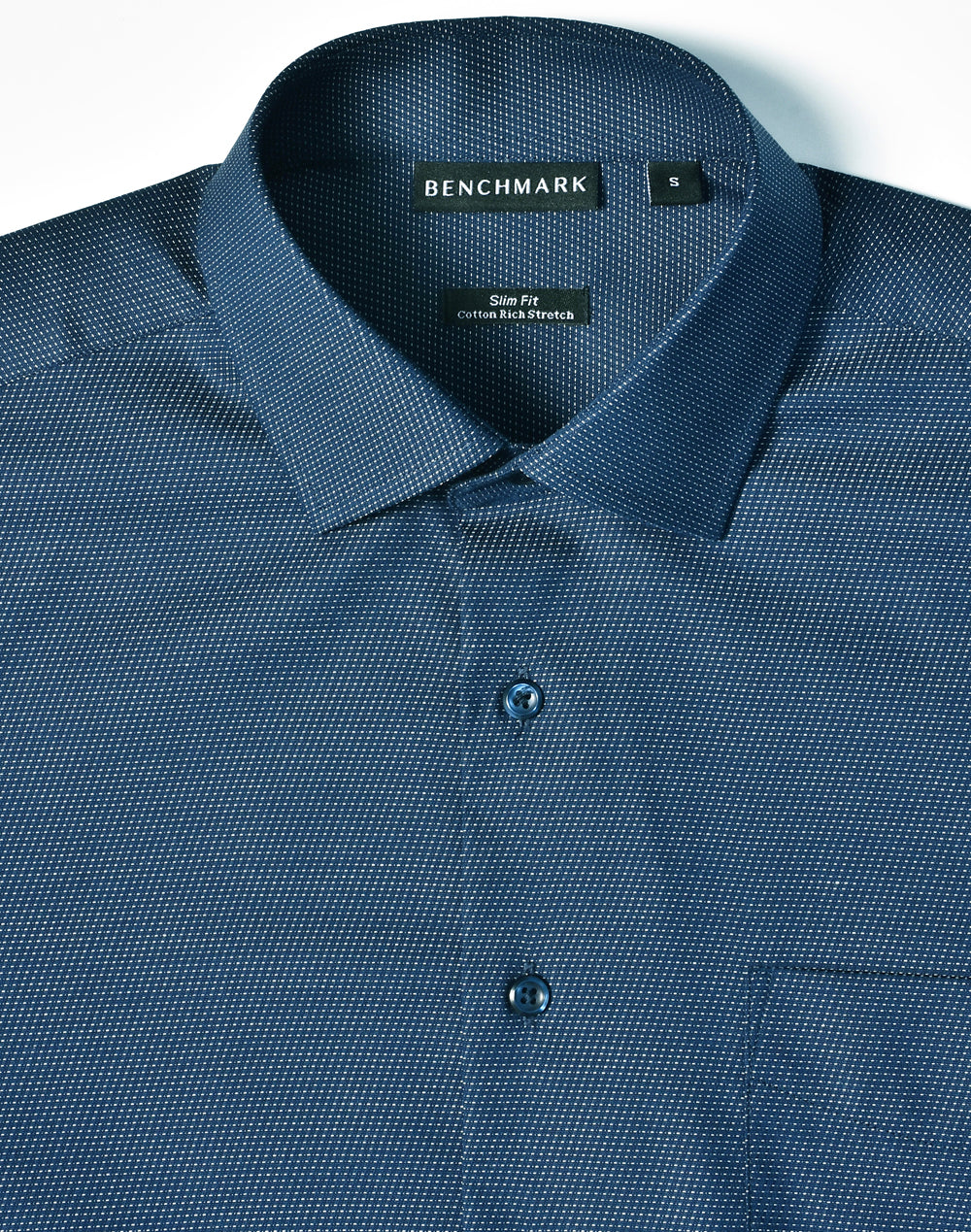 Ascot Mens Long Sleeve Dot Jacquard Stretch Shirt - Ocean Blue - View
